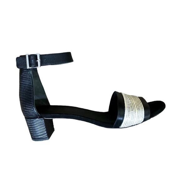 Vince Snake Print Stripe Low Heel Ankle Strap Sandal Size 8.5 - Picture 6 of 11